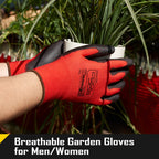 COOLJOB 12/60/120 Pairs Safety Work Gloves Pack Bulk with Grip PU Coating（Red）