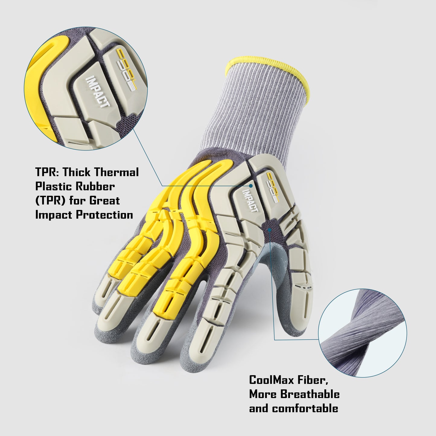 TPR Impact Resistant Safety Work Gloves with Grip