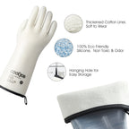 COOLJOB Heat Resistant Oven Gloves, Waterproof Liquid Silicone BBQ Grilling Gloves for Barbecue, Kitchen Cleaning, Baking