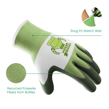 COOLJOB 2 Pairs Think Green Garde Gloves for kids Age 5-7, Rubber Coated Yard Work Gloves