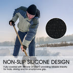 COOLJOB 2 Pairs Warm Knit Fingerless Gloves, Half Finger Winter Stretchy Mittens with Non-Slip Silicone Grip