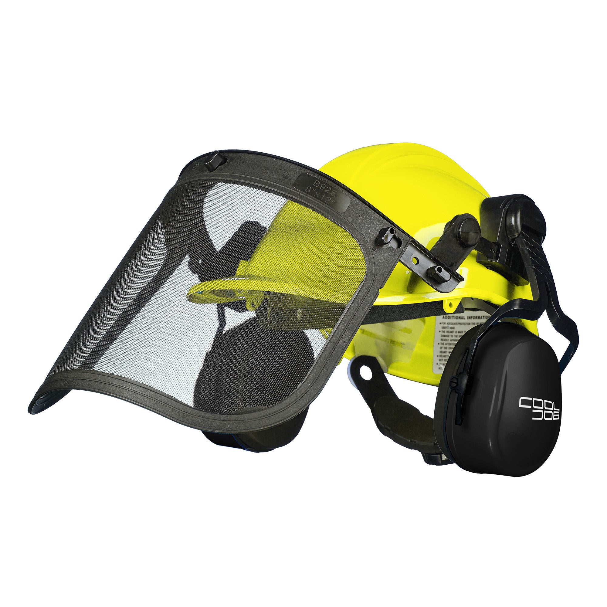 COOLJOB Safety Chainsaw Helmet with Metal Mesh Face Shield, Adjustable Ear Muffs for Protection, 3 in 1 Hard Hat for Forestry