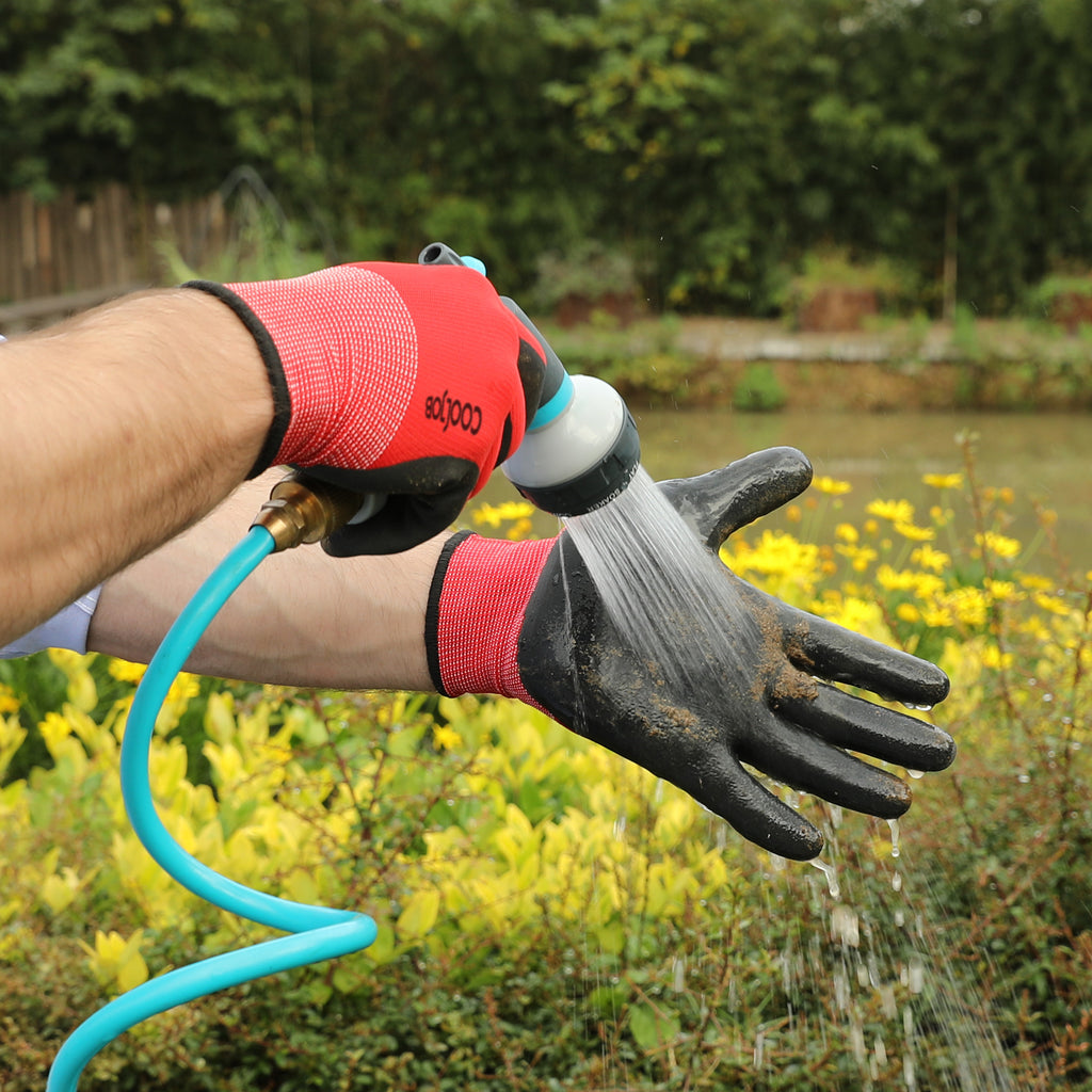 COOLJOB 2/6 Pairs Gardening Gloves for Men, Breathable Rubber Coated for Garden Weeding Landscaping