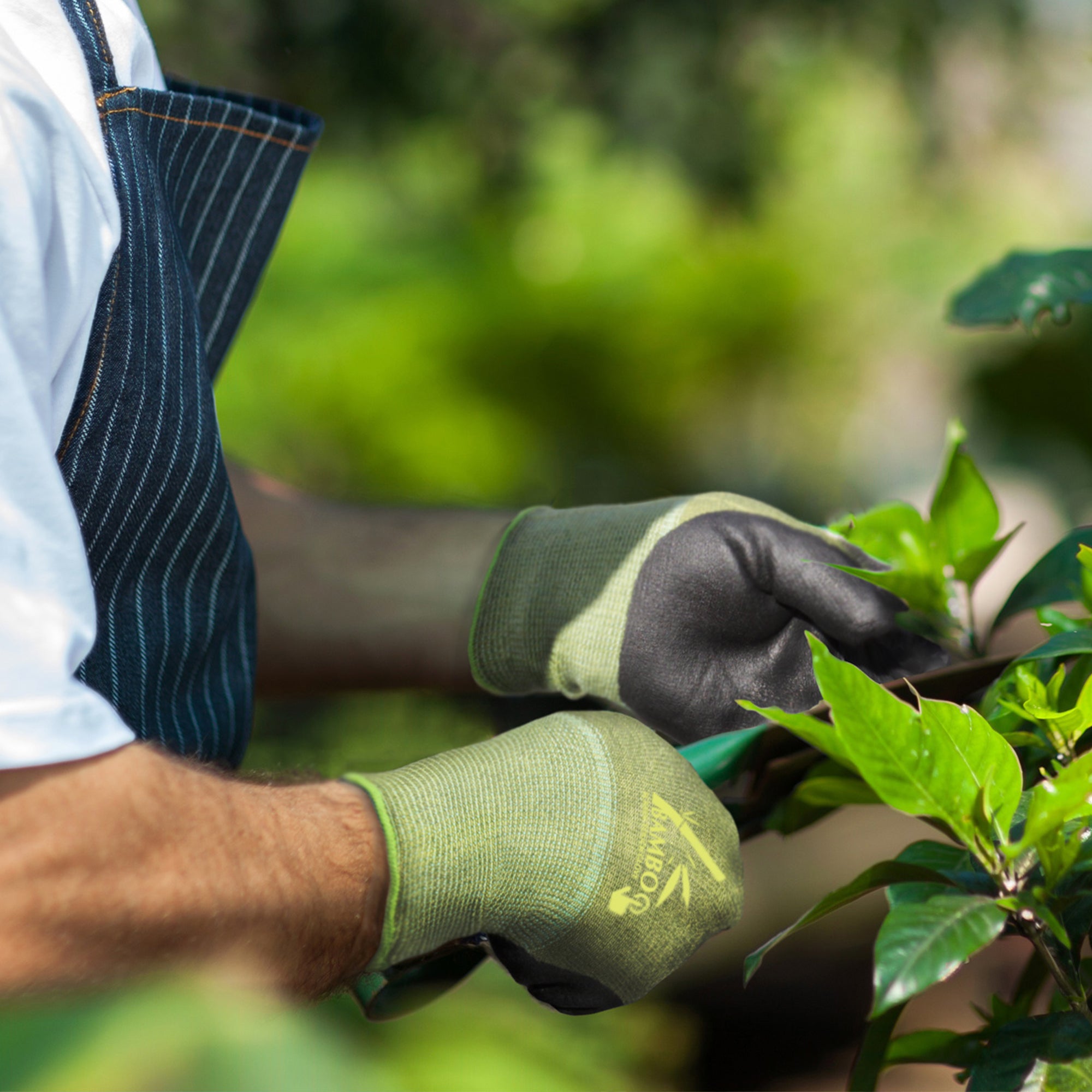 COOLJOB 2 Pairs Bamboo Touchscreen Gardening Work Gloves, Grippy Nitrile Rubber Coated