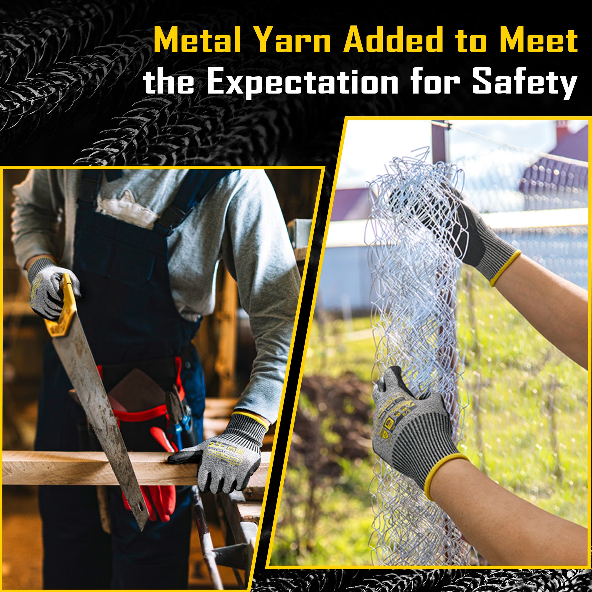 COOLJOB 12/120 Pairs A6 Cut Resistant Safety Work Gloves with Grip, Breathable Lightweight Polyurethane Coated Gloves