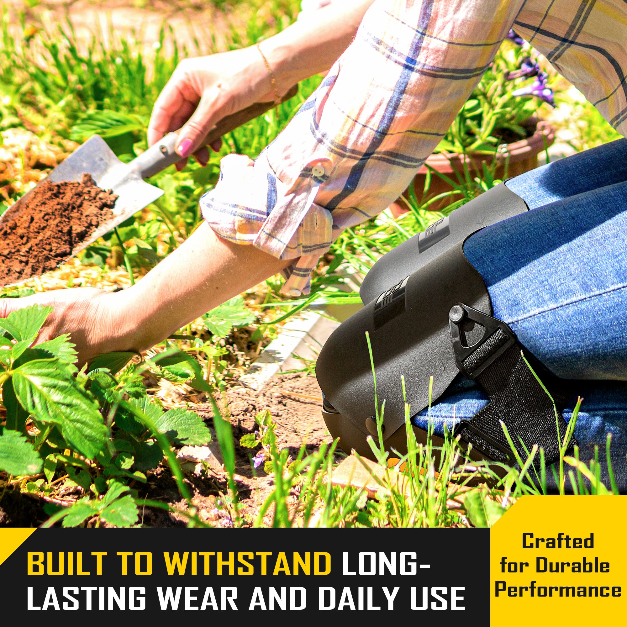 COOLJOB Heavy Duty Knee Pads with Anti-slip Strong Double Straps, Safety Work Knee Pads with Foam Padding