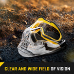 COOLJOB Safety Goggles with Face Shield, designed to be worn over glasses, featuring anti-fog clear lenses, ANSI Z87.1 impact resistance, UV protection, and an adjustable headband.