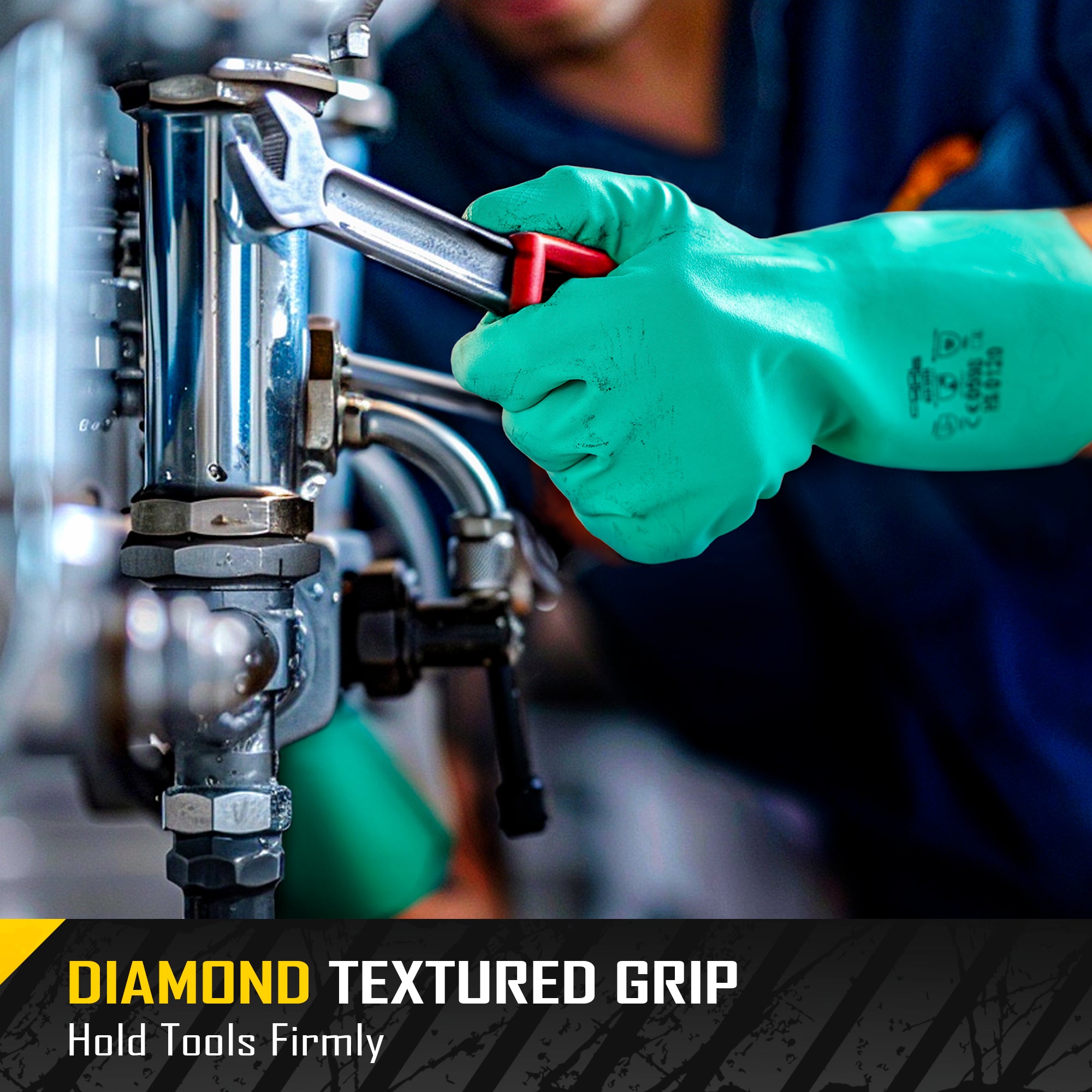 COOLJOB 18 Mil Chemical Resistant Nitrile Gloves, Resist Household Acid, Alkali, Solvent and Oil, Latex Rubber Free