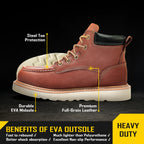 COOLJOB Goodyear Welt Steel Toe Shoes for Men, Full Grain Leather Safety Work Boots, Non-slip EVA Outsole