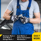 COOLJOB Mechanic Safety Work Gloves, Enhanced Anti-Slip Grip Tactical Gloves, Touchscreen (Skull)