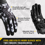 COOLJOB Mechanic Safety Work Gloves, Enhanced Anti-Slip Grip Tactical Gloves, Touchscreen (Skull)