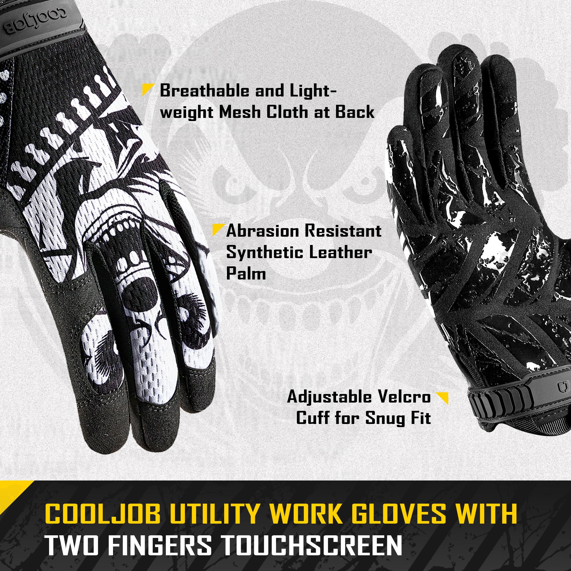 COOLJOB Mechanic Safety Work Gloves, Enhanced Anti-Slip Grip Tactical Gloves, Touchscreen (Joker)