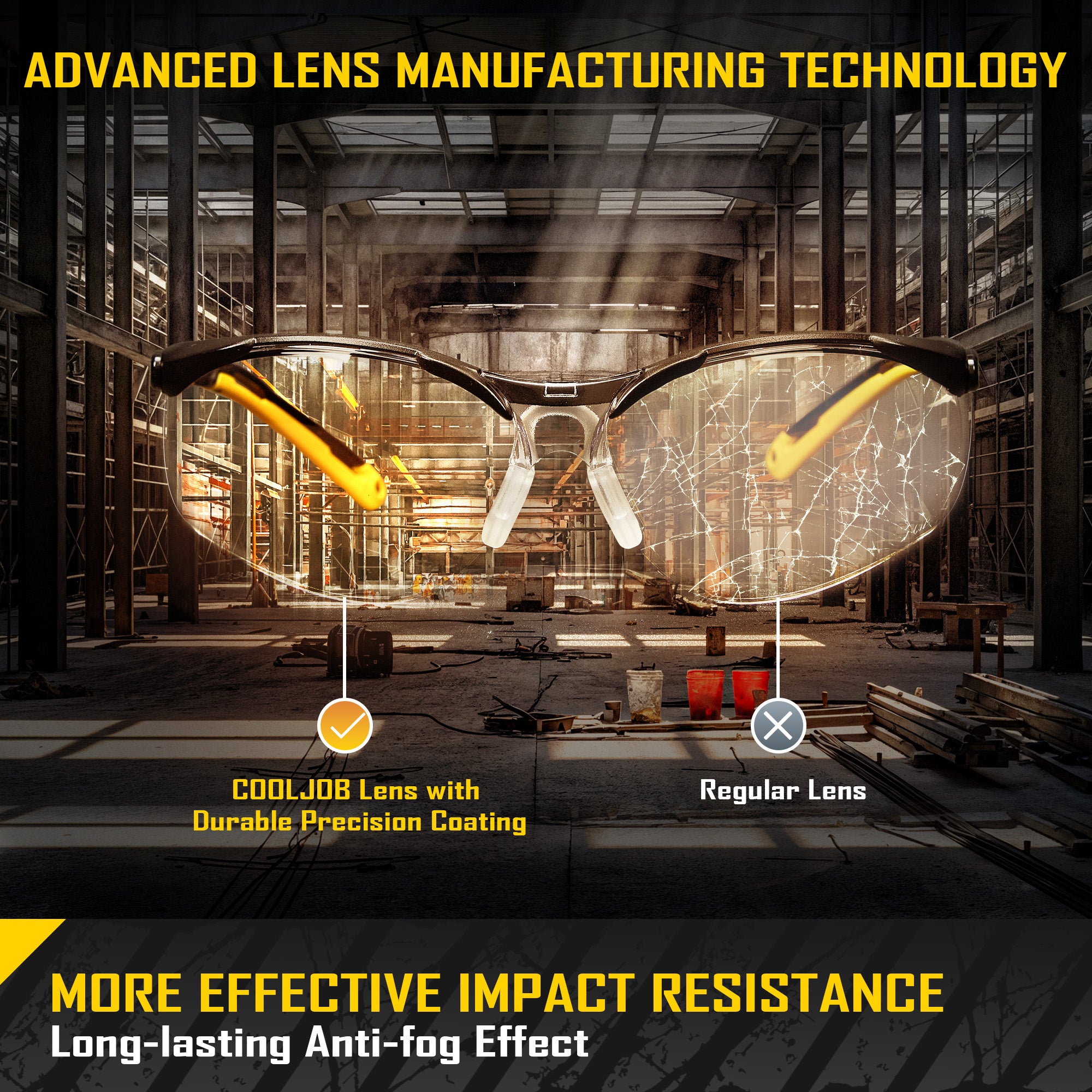 COOLJOB Safety Glasses with Corded Earplugs, ANSI Z87.1 Impact Resistance and UV Proof, Protective Eyewear with Clear Lenses