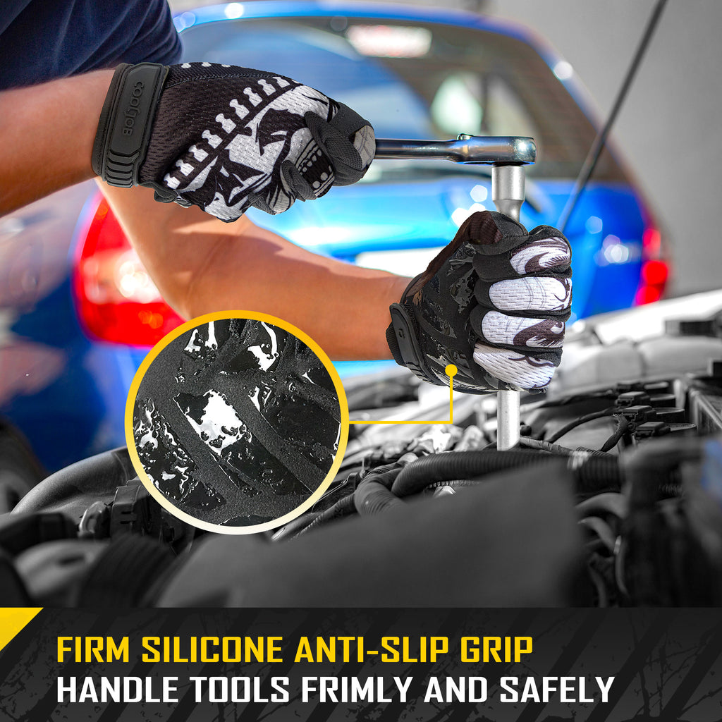COOLJOB Mechanic Safety Work Gloves, Enhanced Anti-Slip Grip Tactical Gloves, Touchscreen (Joker)