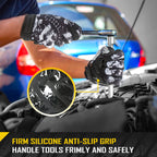 COOLJOB Mechanic Safety Work Gloves, Enhanced Anti-Slip Grip Tactical Gloves, Touchscreen (Skull)