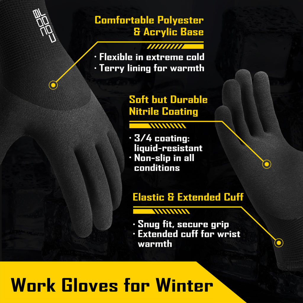 COOLJOB Winter Freezer Work Gloves for Men Women with Grip