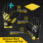 COOLJOB Breathable Men’s Work Gloves with Silicone Grip, Touchscreen Mechanic Gloves (Black, Grey)