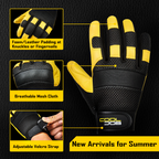 COOLJOB Breathable Mesh Cowhide Leather Work Gloves with Grip, Thorn Resistant Gloves, 1 Pair