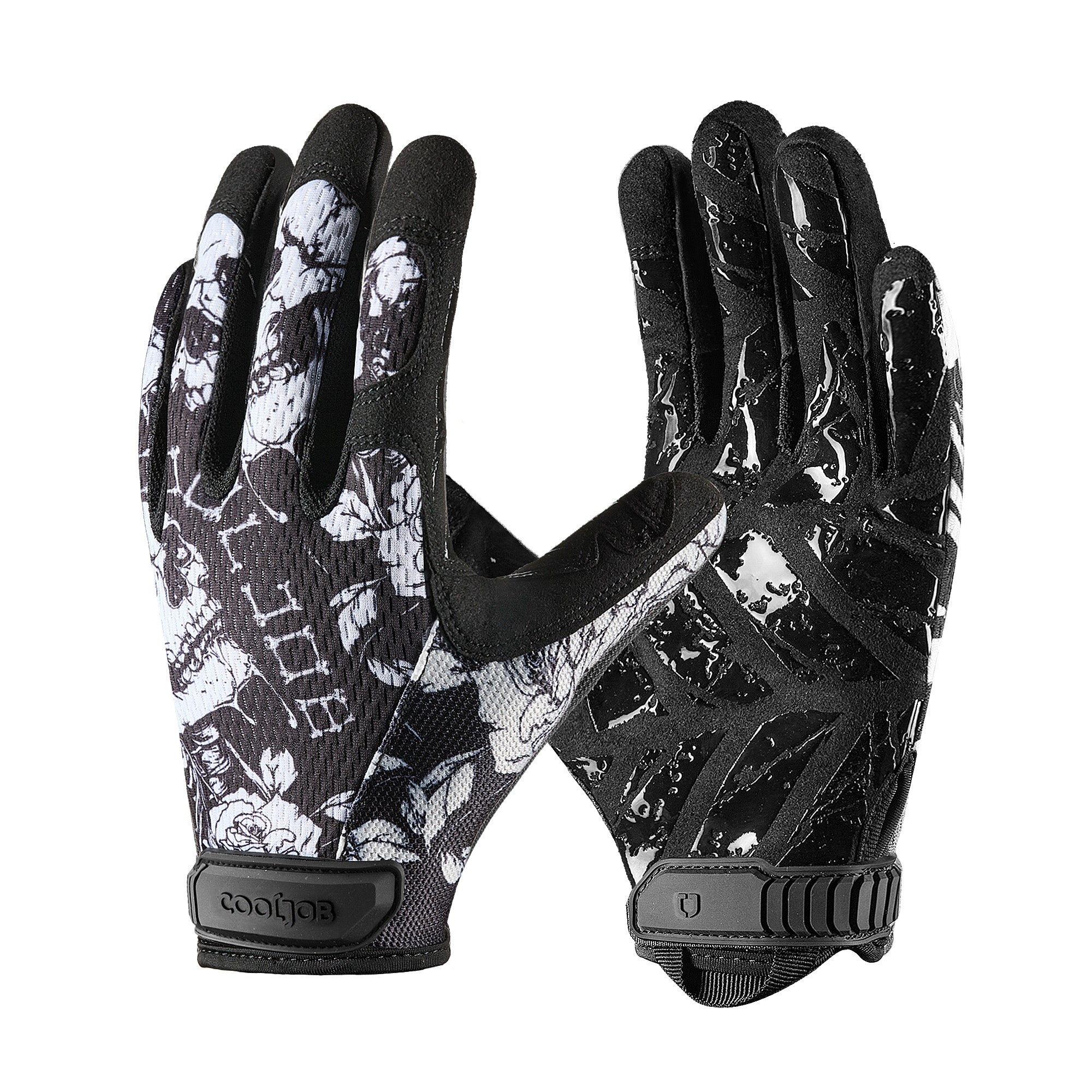 COOLJOB Mechanic Safety Work Gloves, Enhanced Anti-Slip Grip Tactical Gloves, Touchscreen (Skull)
