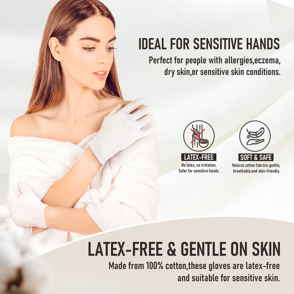 COOLJOB 6 Pairs 100% Cotton Gloves for Dry Hands Moisturizing & Eczema