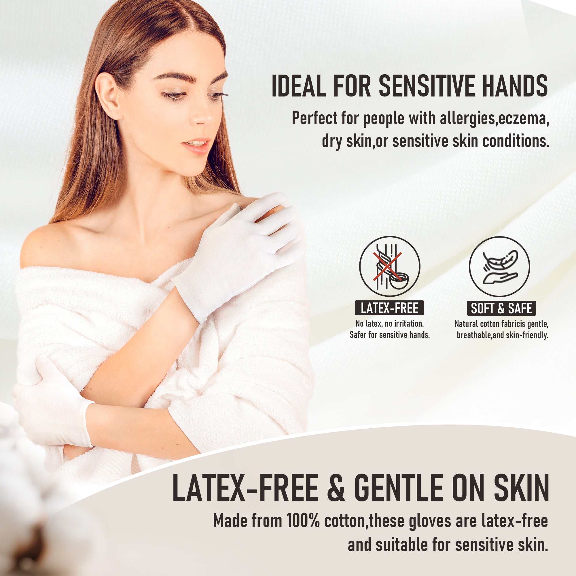 COOLJOB 6 Pairs 100% Cotton Gloves for Dry Hands Moisturizing & Eczema