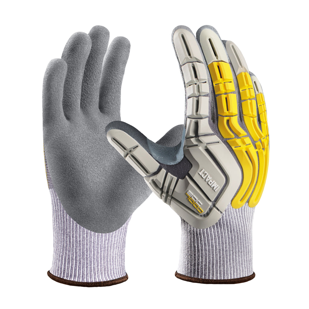 COOLJOB TPR Impact Resistant Safety Work Gloves with Grip ( Blue, Yellow )