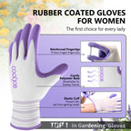 COOLJOB 2/6/10 Pairs Gardening Gloves for Women Ladies, Breathable Rubber Coated for Yard Garden, Lavender Purple & Green Apple