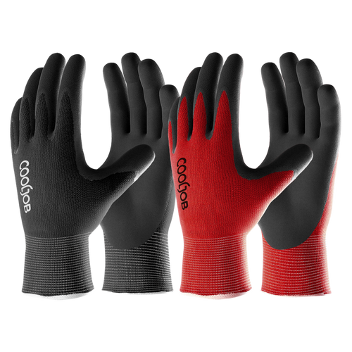 mens gardening gloves COOLJOB 2/6/12 Pairs Gardening Gloves for Men, Breathable Rubber Coate