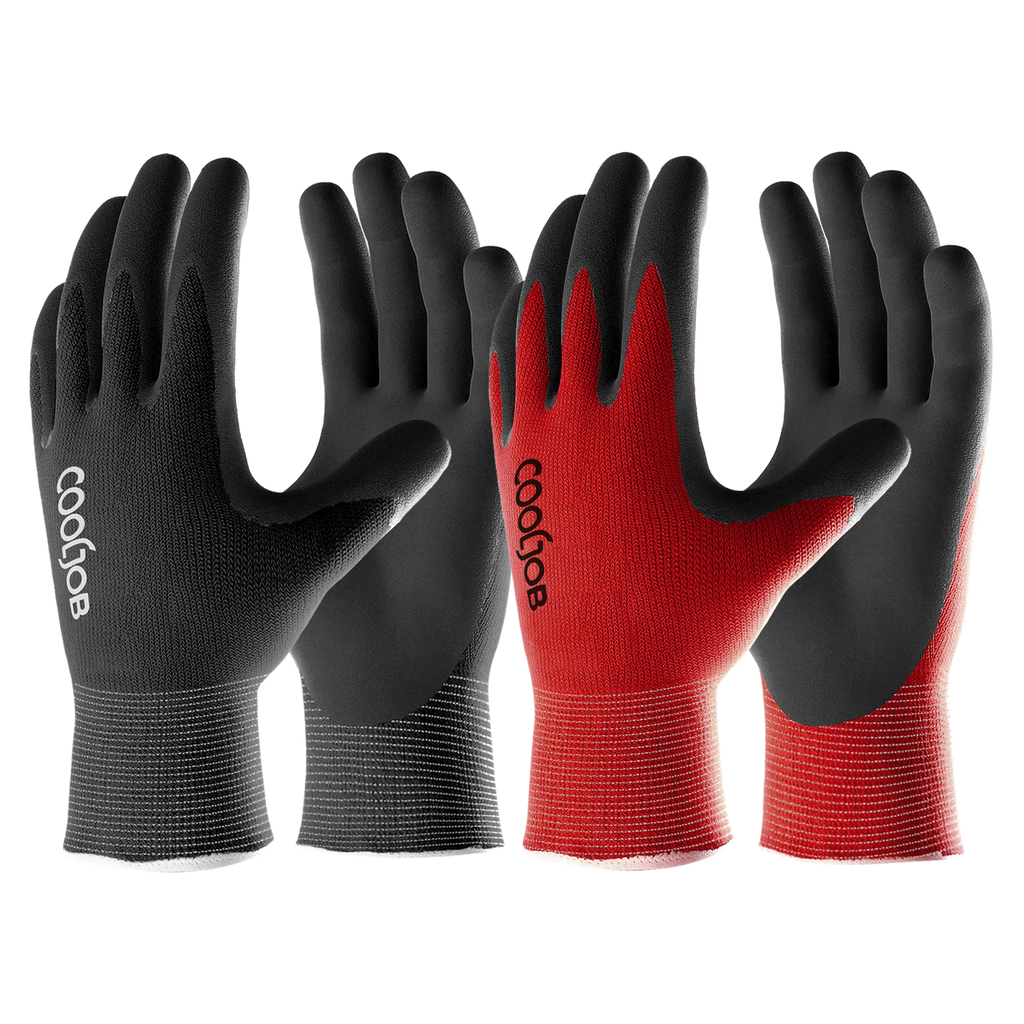 COOLJOB 2/6 Pairs Gardening Gloves for Men, Breathable Rubber Coated for Garden Weeding Landscaping