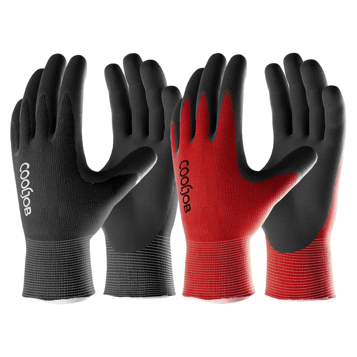 COOLJOB 2/6 Pairs Gardening Gloves for Men, Breathable Rubber Coated for Garden Weeding Landscaping