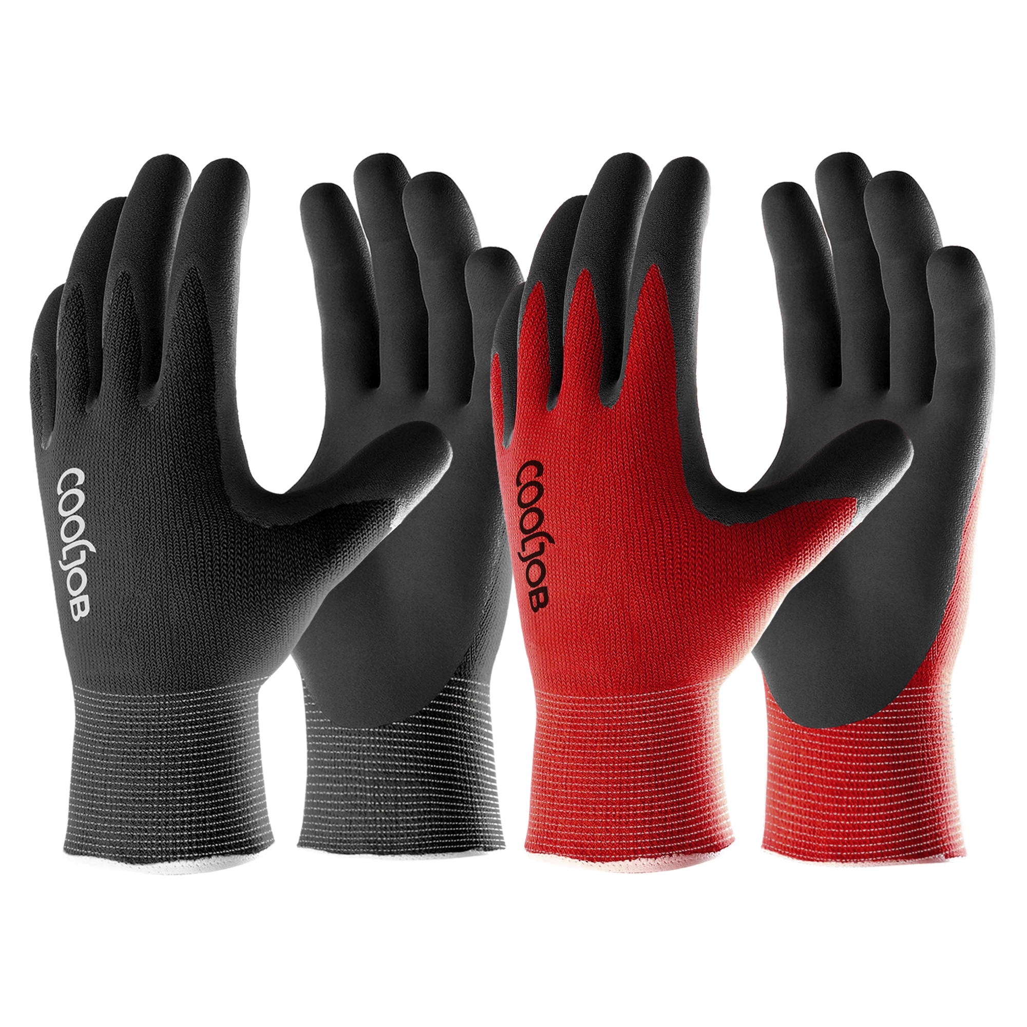 COOLJOB 2/6 Pairs Gardening Gloves for Men, Breathable Rubber Coated for Garden Weeding Landscaping