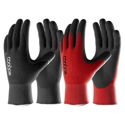 COOLJOB 2/6 Pairs Gardening Gloves for Men, Breathable Rubber Coated for Garden Weeding Landscaping
