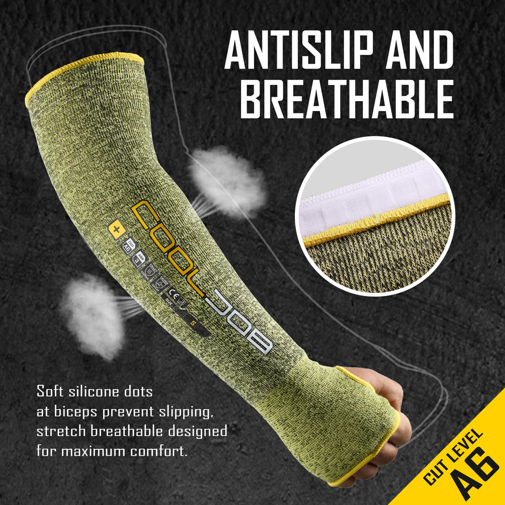 COOLJOB A6 Cut Resistant Sleeves for Gardening Pruning Fishing, 18” Arm Protection, UPF 50+