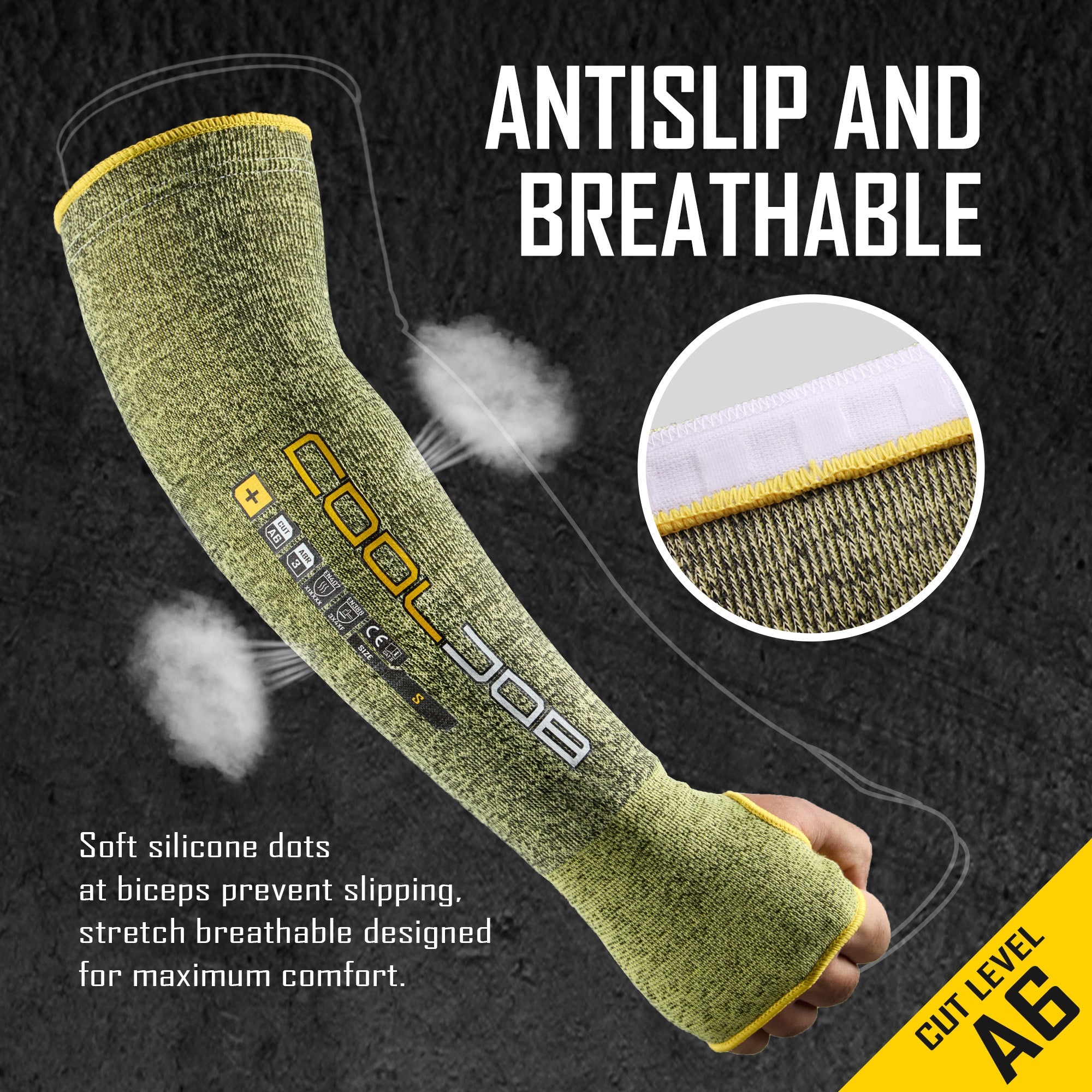 COOLJOB A6 Cut Resistant Sleeves for Gardening Pruning Fishing, 18” Arm Protection, UPF 50+