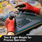 COOLJOB 12/60/120 Pairs Safety Work Gloves Pack Bulk with Grip PU Coating（Red）