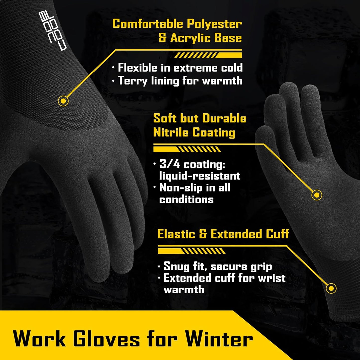 COOLJOB Winter Freezer Work Gloves for Men Women with Grip
