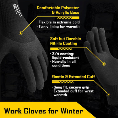 COOLJOB Winter Freezer Work Gloves for Men Women with Grip