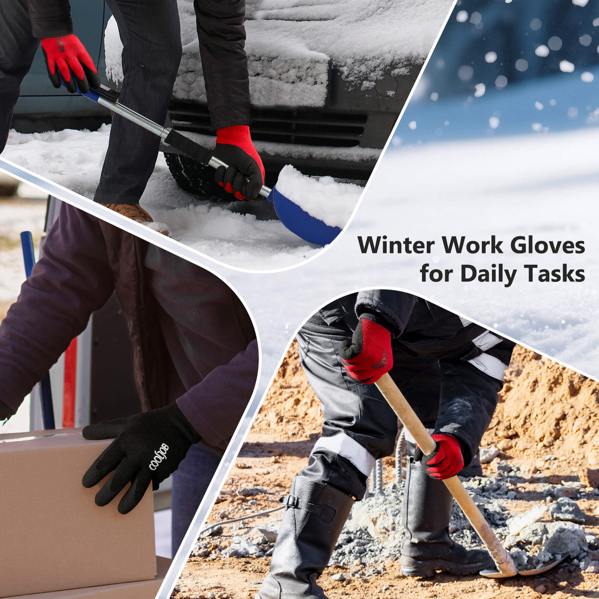 COOLJOB Winter Warm Work Gloves for Men and Women, Thermal Insulated Freezer Gloves for Work Below Zero, 2 Pairs
