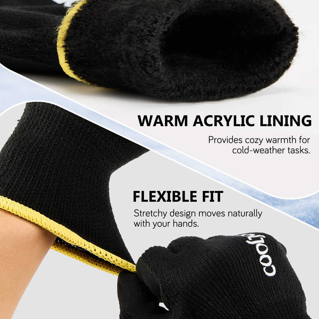 COOLJOB Winter Warm Work Gloves for Men and Women, Thermal Insulated Freezer Gloves for Work Below Zero, 2 Pairs