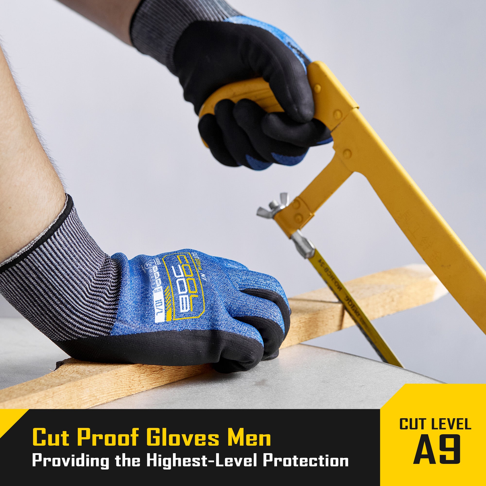 COOLJOB 3 Pairs A9 Cut Resistant Fishing Gloves, Touchscreen, Safety Work Gloves