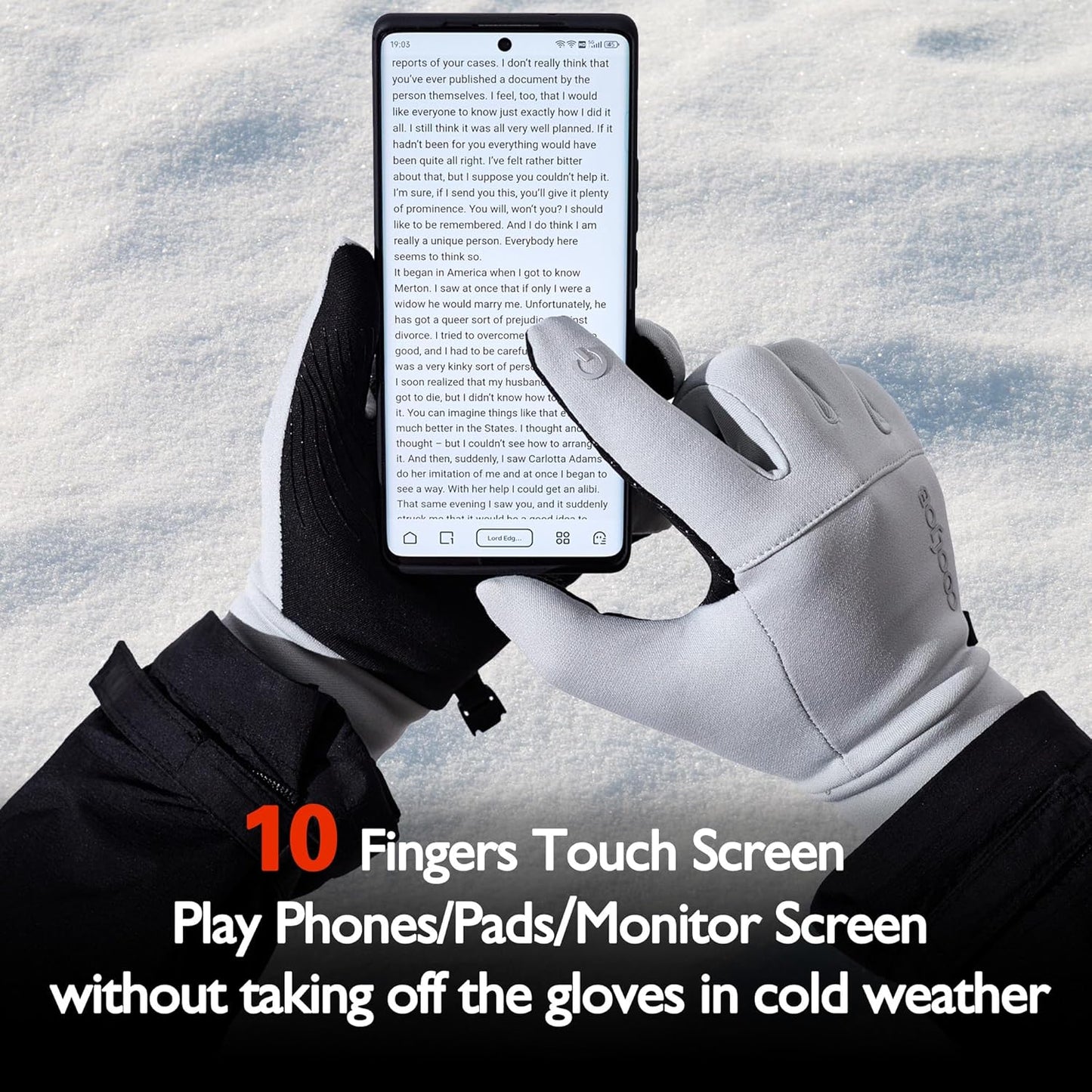 COOLJOB Touchscreen Winter Gloves, Windproof Thermal Warm Cold Weather Gloves