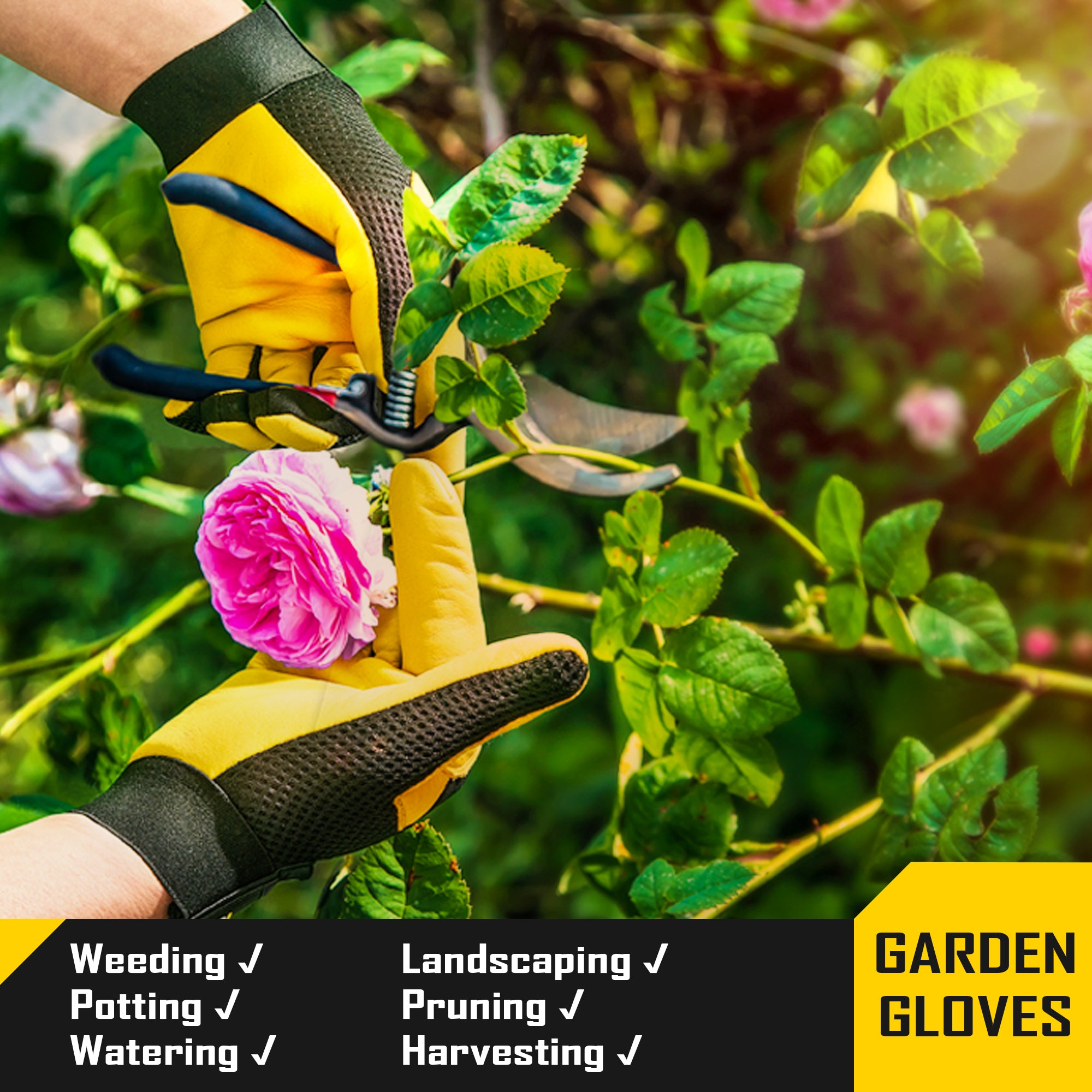 COOLJOB Breathable Mesh Cowhide Leather Work Gloves with Grip, Thorn Resistant Gloves, 1 Pair