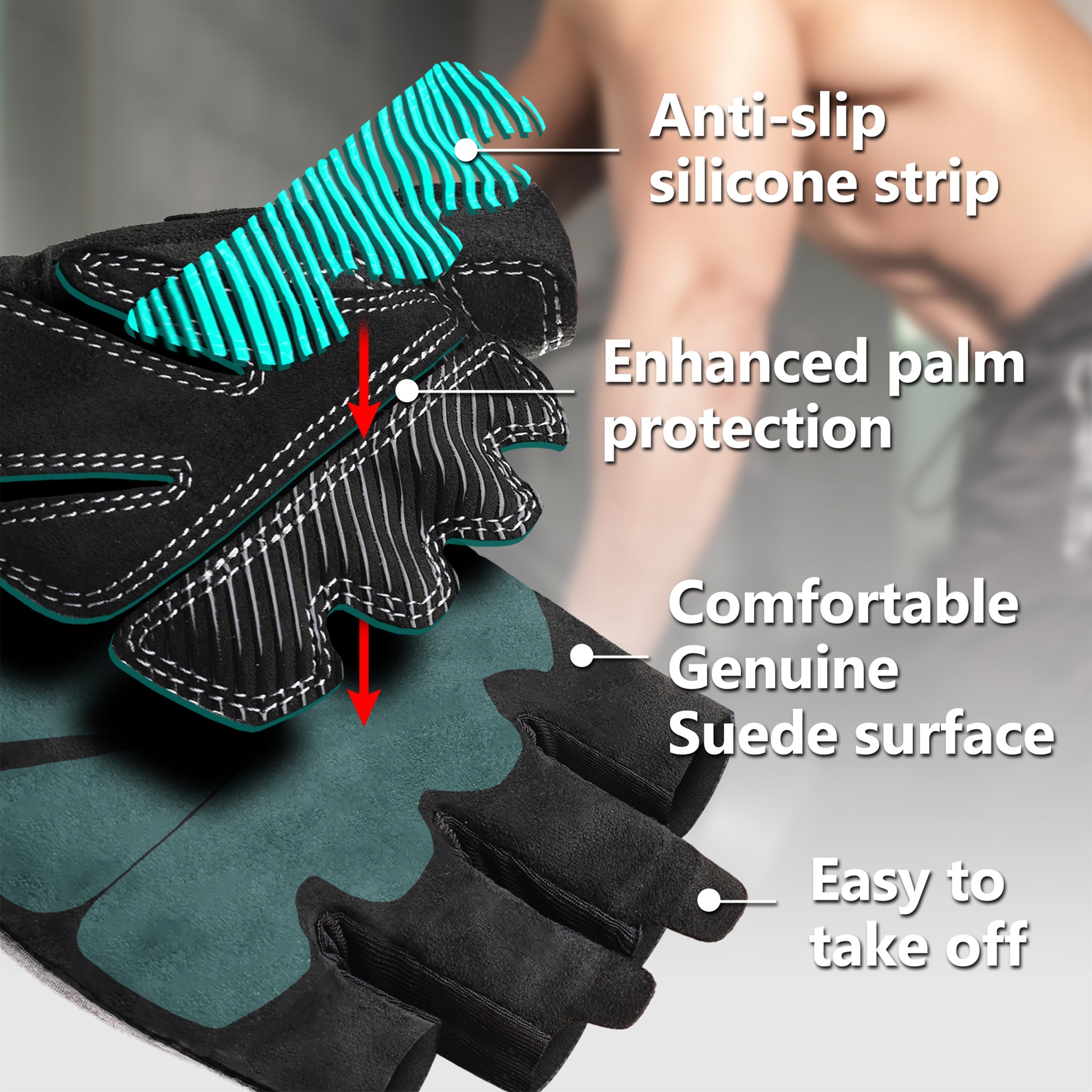 COOLJOB Ultra-Thin Workout Gloves,Anti-Slip Grip Gloves, Half Finger Exercise Gloves