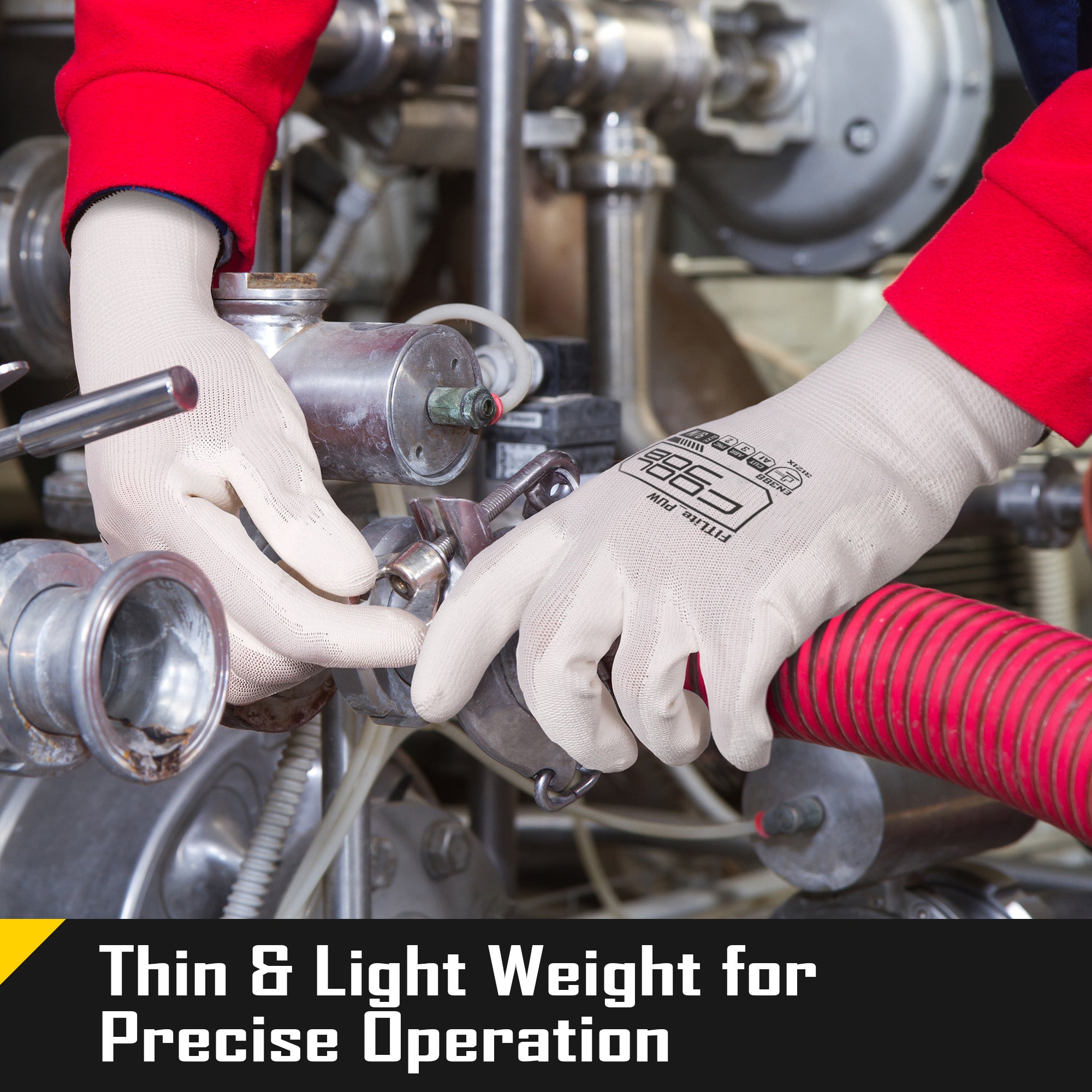 COOLJOB 12/60/120 Pairs Safety Work Gloves Pack Bulk with Grip PU Coating（White）