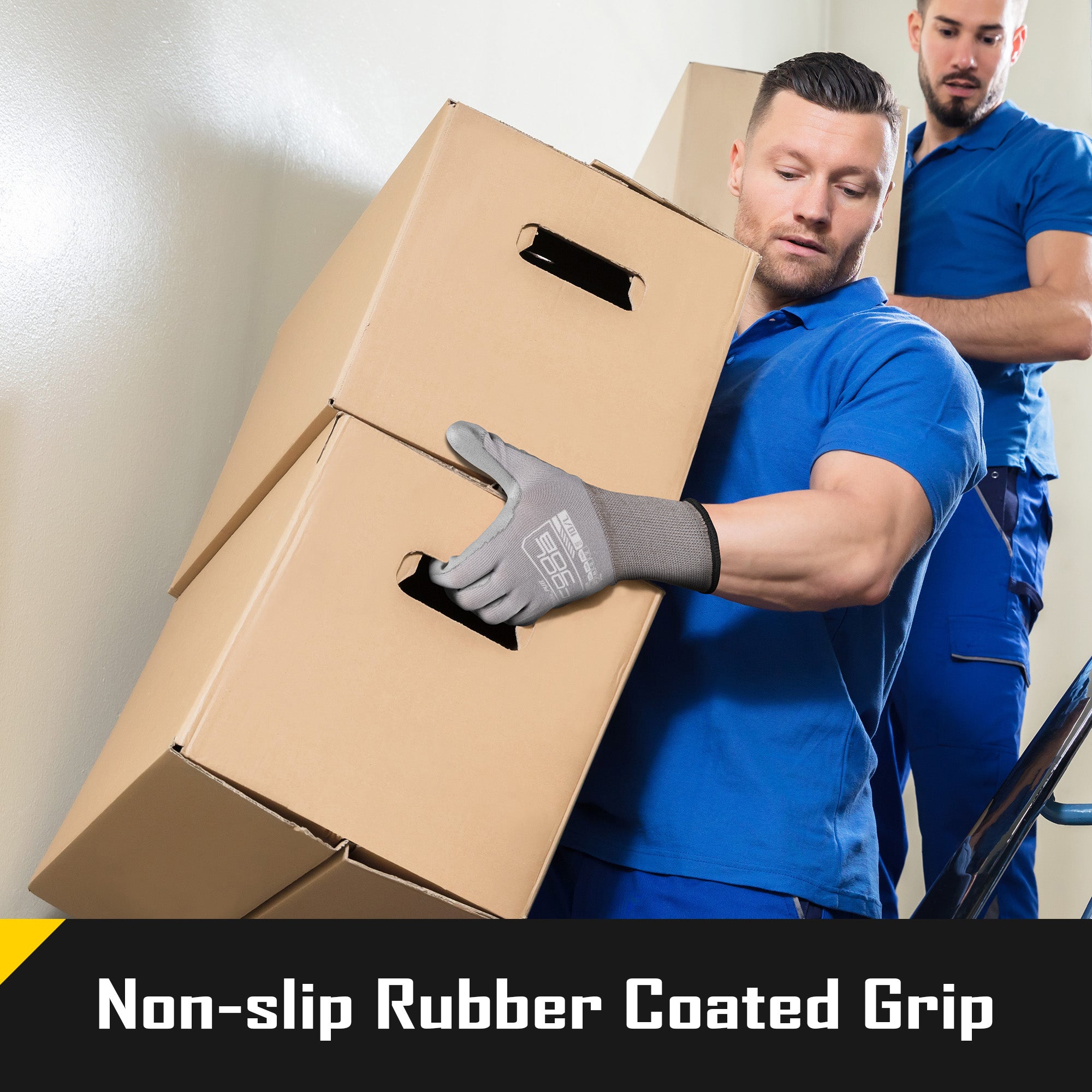 COOLJOB 12/60/120 Pairs Safety Work Gloves Pack Bulk with Grip PU Coating（Grey）