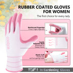 COOLJOB 2/6/12 Pairs Gardening Gloves for Women Ladies, Breathable Rubber Coated for Yard Garden, Sakura Pink & Light Blue