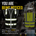 COOLJOB 9 Pockets Reflective Mesh Safety Vest for Men, Hi-vis Work Vest for Construction, Class 2 ANSI Standard