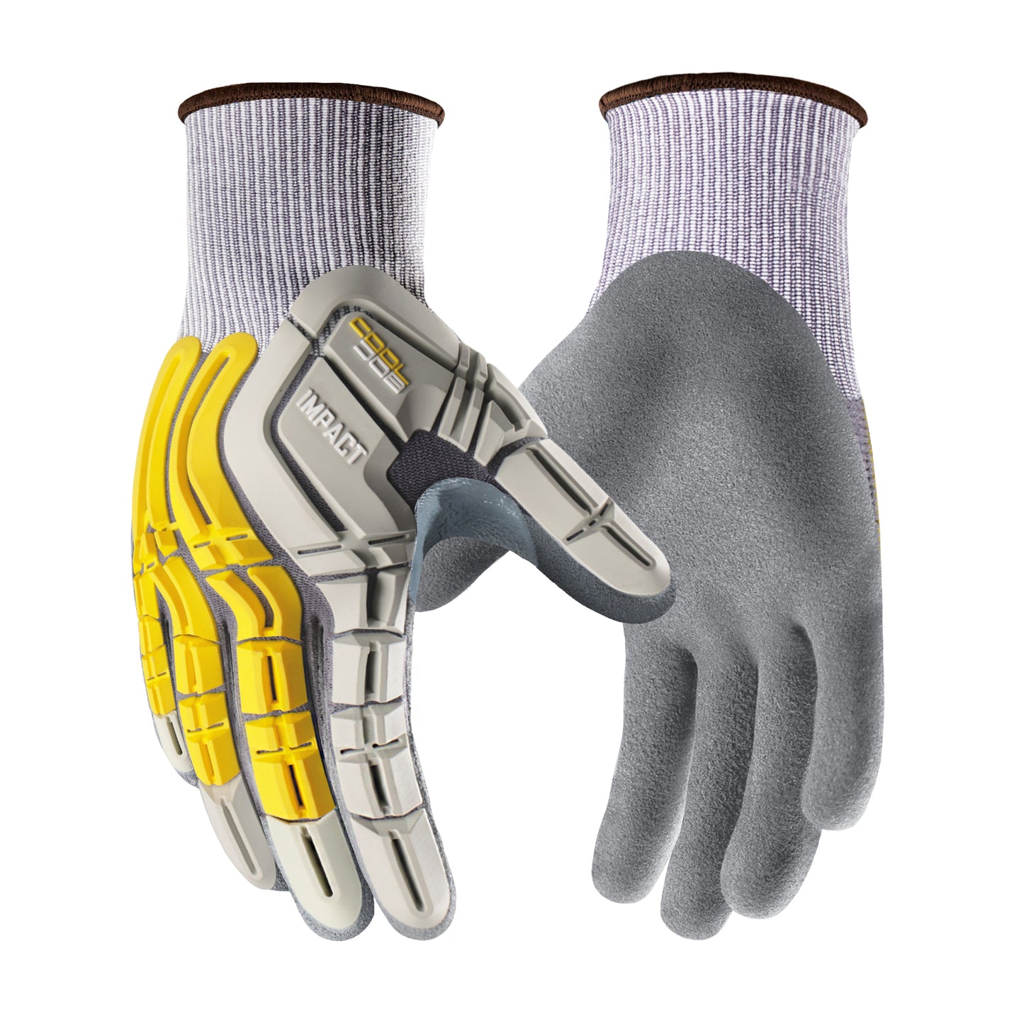 COOLJOB TPR Impact Resistant Safety Work Gloves with Grip ( Blue, Yellow )