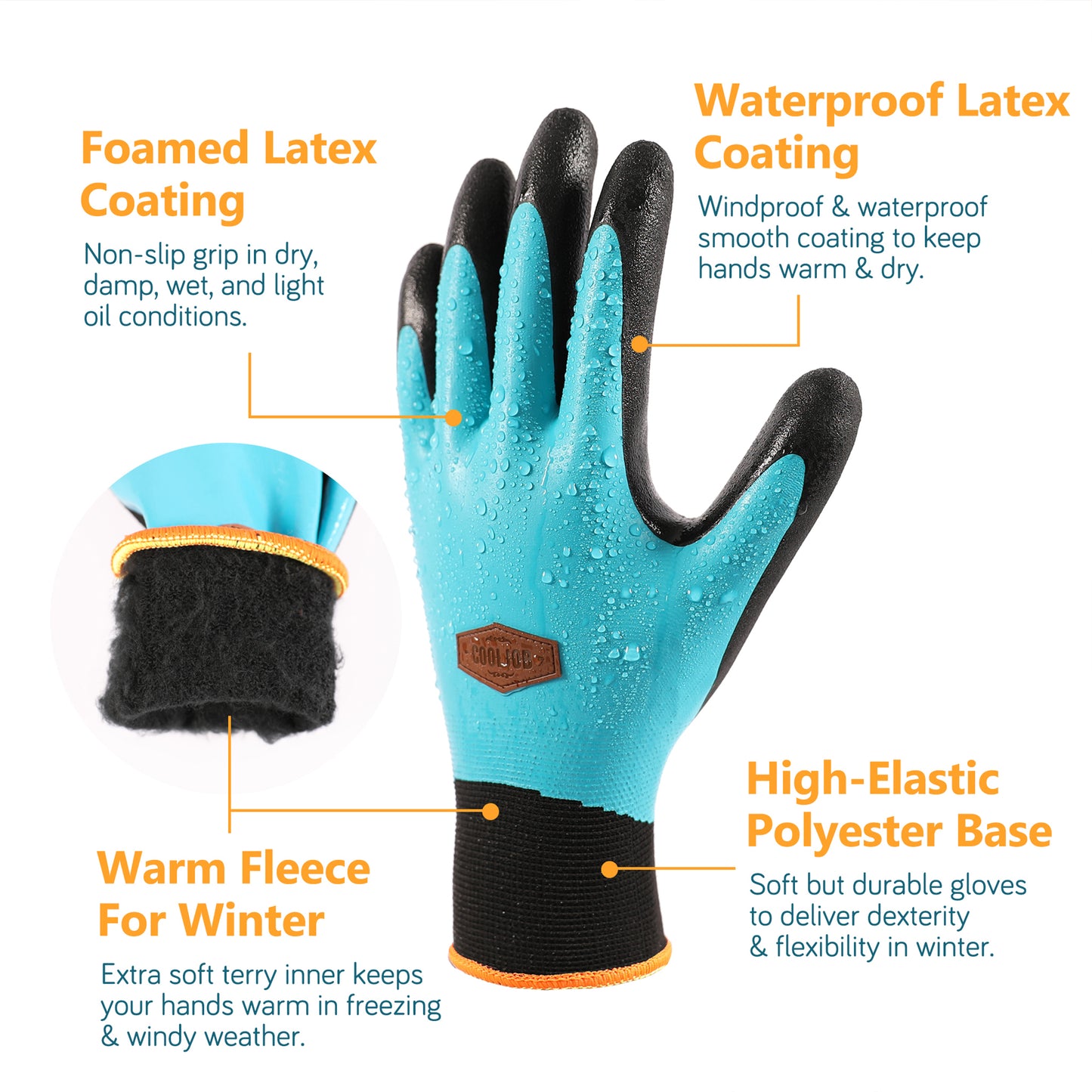 COOLJOB Waterproof Winter Freezer Gloves, Double Coated Rubber Safety Work Glvoes (Blue)