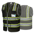 COOLJOB 9 Pockets Reflective Mesh Safety Vest for Men, Hi-vis Work Vest for Construction, Class 2 ANSI Standard